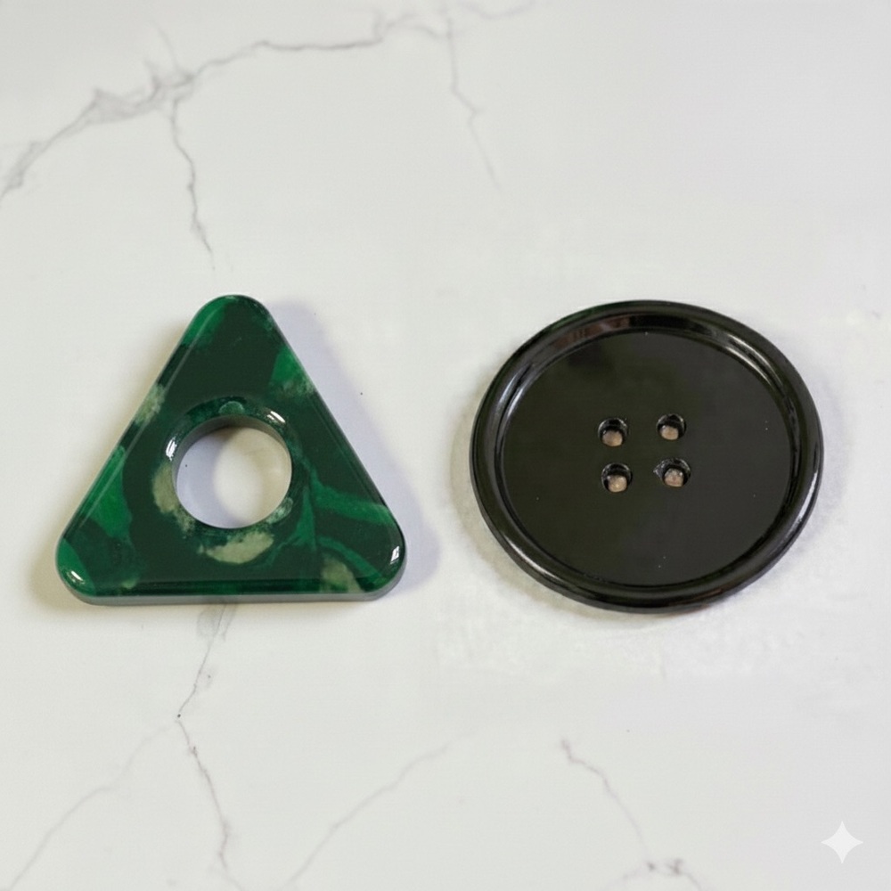 Coraline-Inspired Button & Seeing Stone Coaster Set - Set of 2 - Black & Green